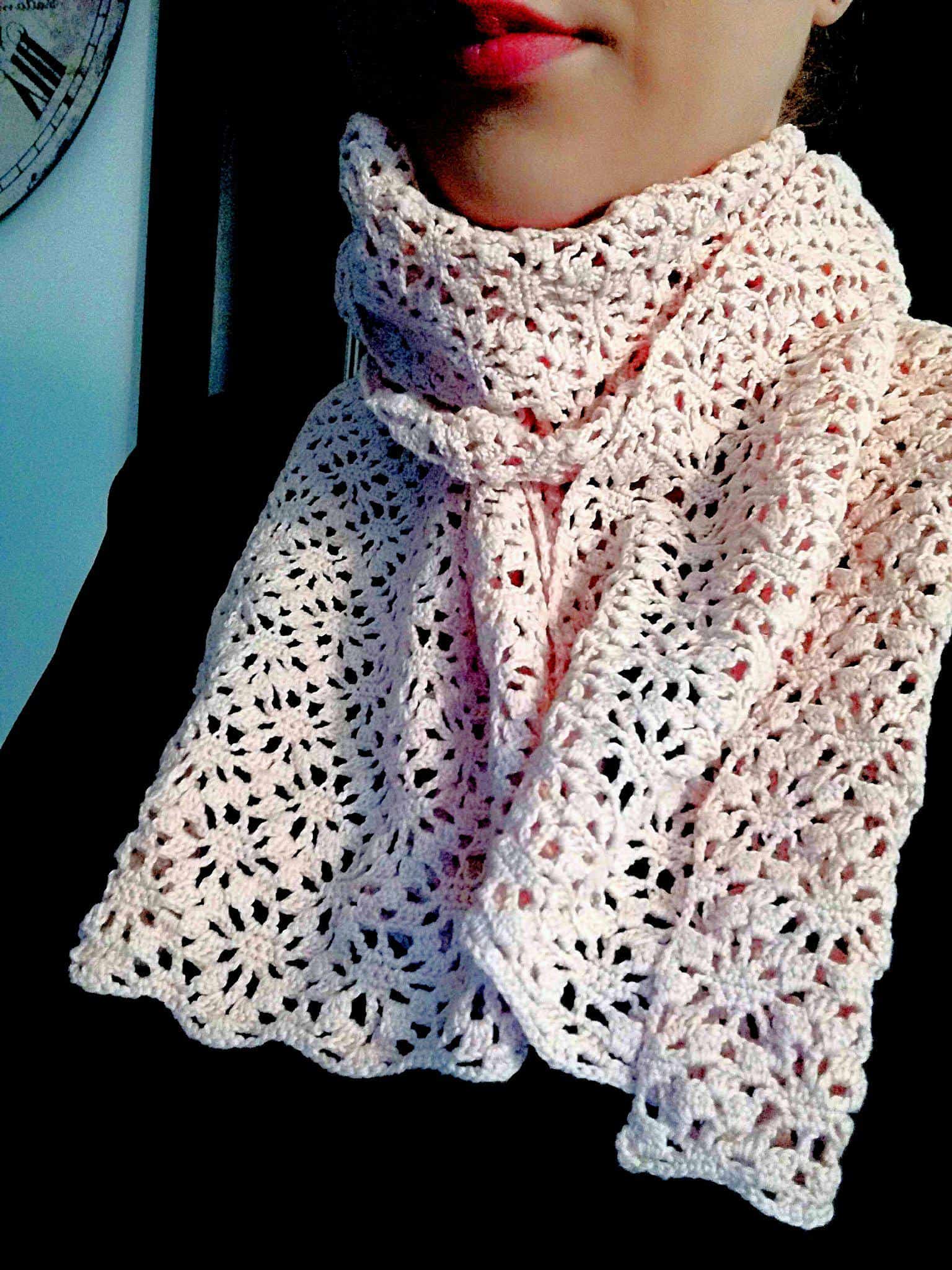 How to crochet a lace scarf Turquoise with Vanilla