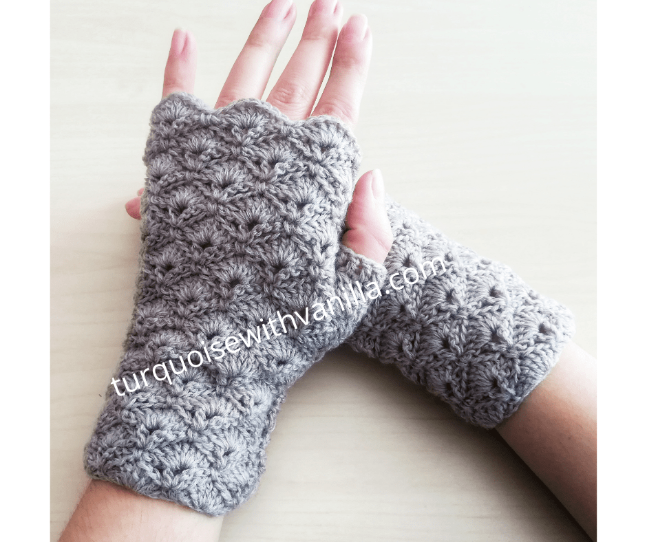 Checker Crochet Hand Warmers / Hand Crocheted Fingerless Gloves