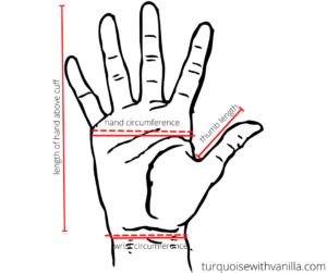 measuring the hand for mittens